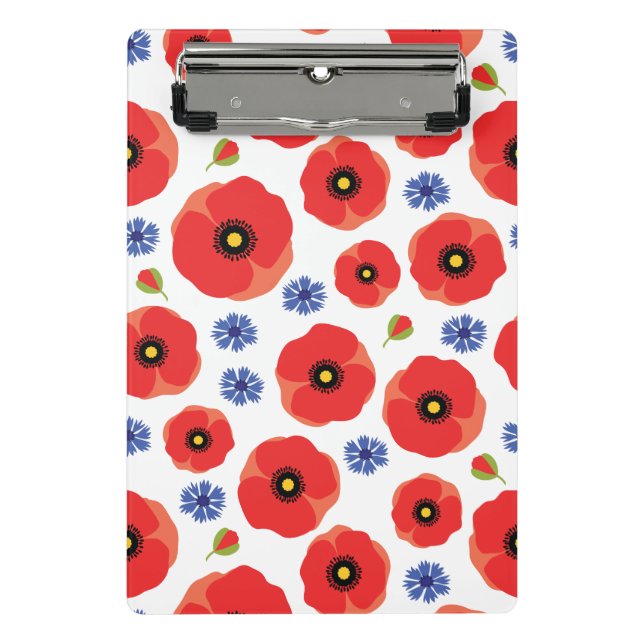 Mohn- und Kornblumenmuster Mini Klemmbrett (Vorderseite)