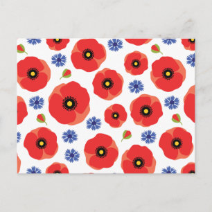 Mohn- und Kornblumenmuster Postkarte