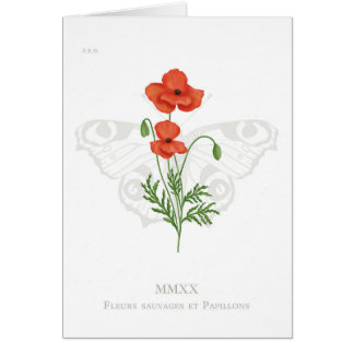 Mohn- und Pfauenschmetterlingskarte
