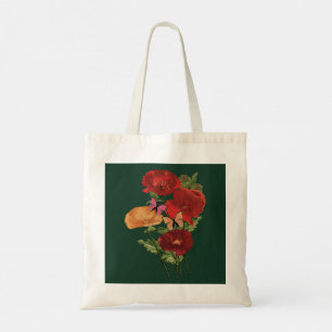 Mohn und Schmetterlinge Tragetasche