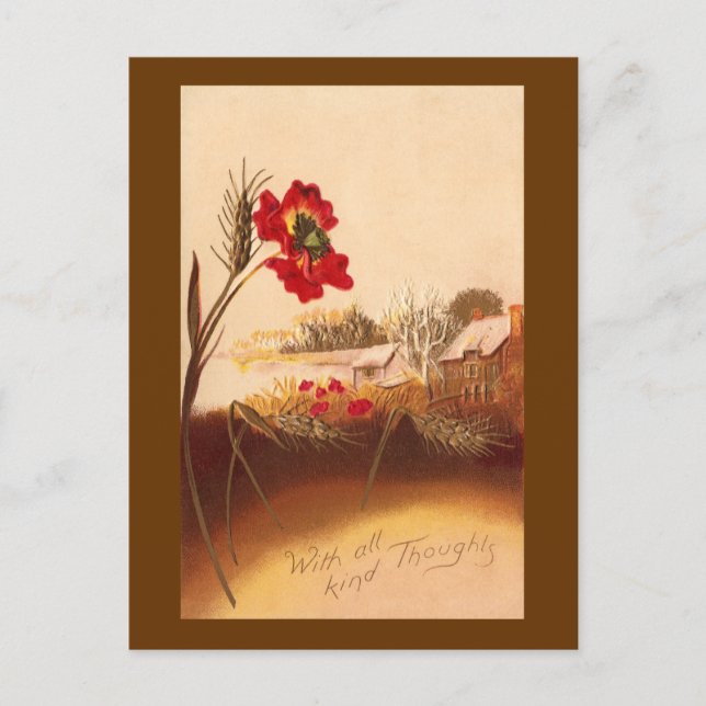 Mohn und Weizen Vintag Herbst Postkarte (Vorderseite)