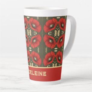 Mohn Vintage Gold Rot Art Nouveau Milchtasse