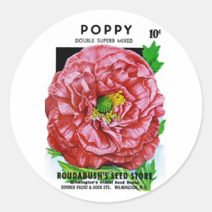 Mohn-Vintages Saatgut Runder Aufkleber