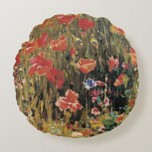 Mohn von Robert Vonnoh, Vintage Impressionismus Rundes Kissen