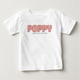Mohn wächst wild frei süße florale Grafik Umriss Baby T-shirt