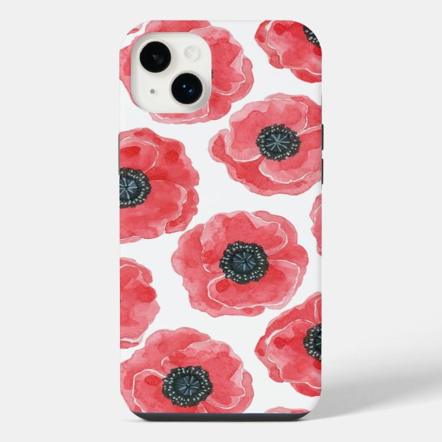 Mohn Wasserfarbe iPhone Hülle (Rückseite)