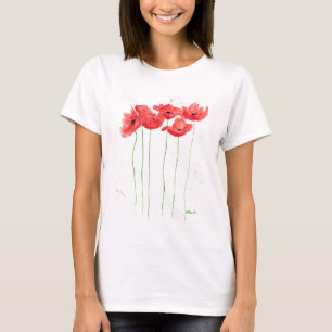 Mohn Wasserfarbe rote Blumen Natur Mohn  T-Shirt