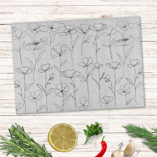 Mohn-Wildblume Schwarz-Weiß Minimale Blütenpracht Schneidebrett