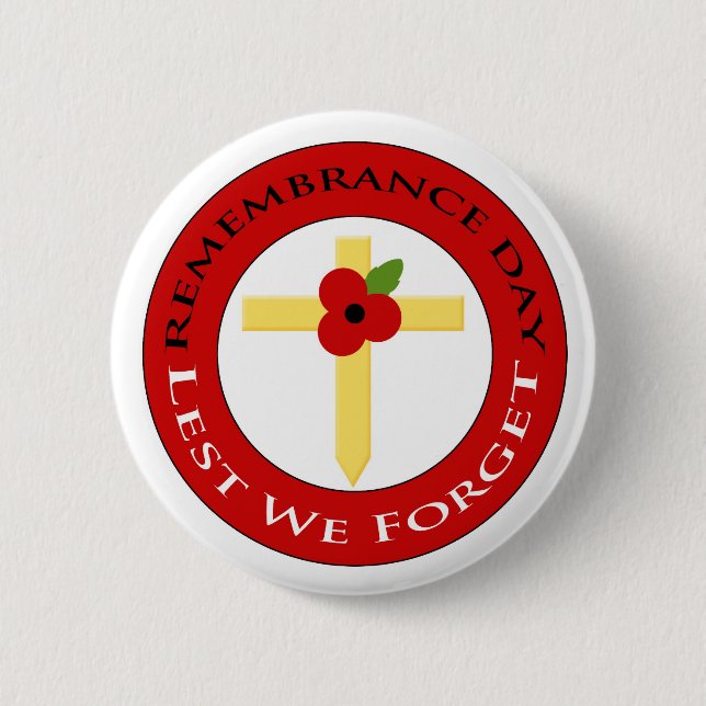 Mohnblume auf Kreuz - Abzeichen Button (Vorderseite)