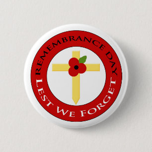 Mohnblume auf Kreuz - Abzeichen Button