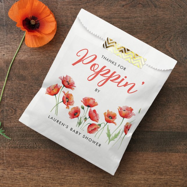 Mohnblume Blumen Frühling Baby Brautschauer Geschenktütchen (Poppy Flower Floral Spring Baby Bridal Shower Favor Bag
)