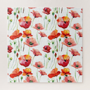 Mohnblume: Einfach Nahtloser Hintergrund. Puzzle