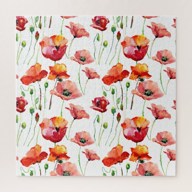 Mohnblume: Einfach Nahtloser Hintergrund. Puzzle (Vertikal)