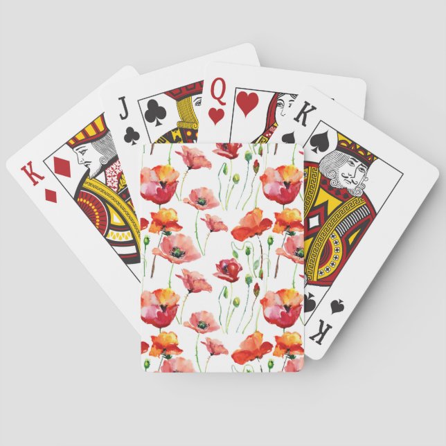 Mohnblume: Einfach Nahtloser Hintergrund. Spielkarten (Rückseite)