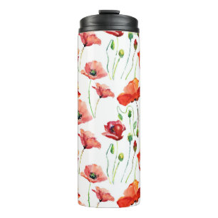 Mohnblume: Einfach Nahtloser Hintergrund. Thermosbecher