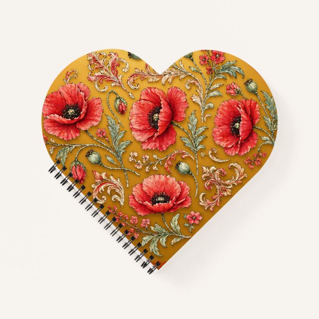Mohnblume fleur goldenes Design Notizbuch (Vorderseite)