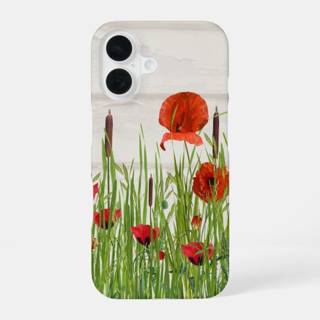 Mohnblume im Gras iPhone 16 Hülle (Rückseite)