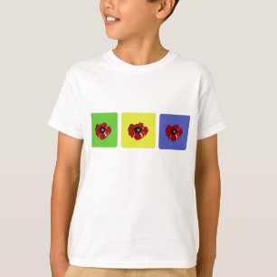 Mohnblume in farbigem Quadrat-Shirt T-Shirt