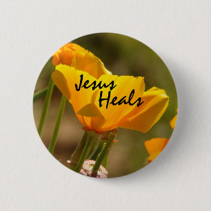 Mohnblume Jesus heilt Knopf Button
