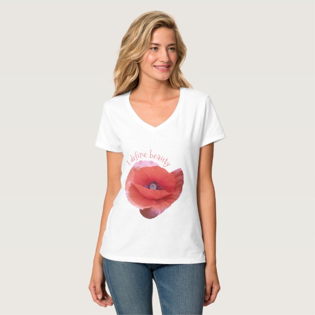 Mohnblume. Lustiger Text T-Shirt (Vorderseite Vollansicht)