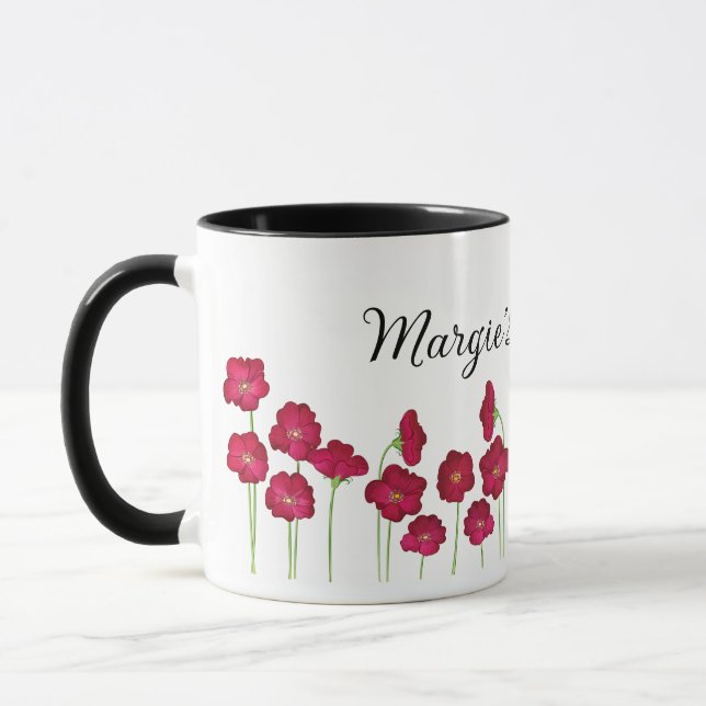 Mohnblume mit dem Namen der Mama Tasse (Links)