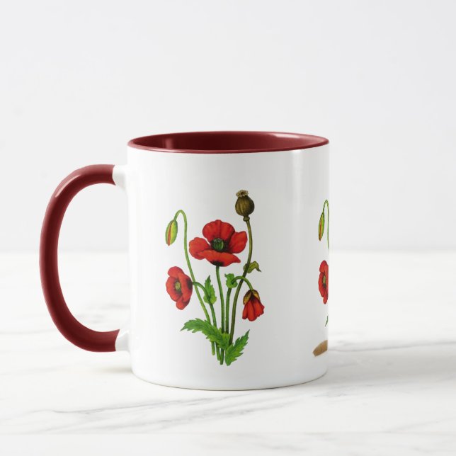 Mohnblume und ein Welpe Tasse (Links)