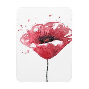 Mohnblume, Wasserfarbe Magnet