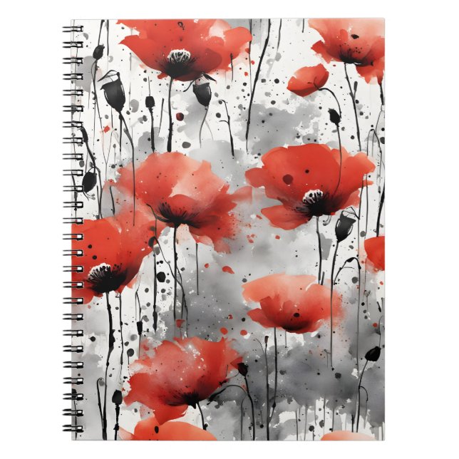 Mohnblumen - Aquarellblumen Notizblock (Vorderseite)