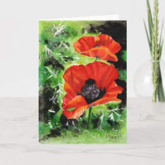 Mohnblumen-Aquarellkunst-Grußkarte Karte