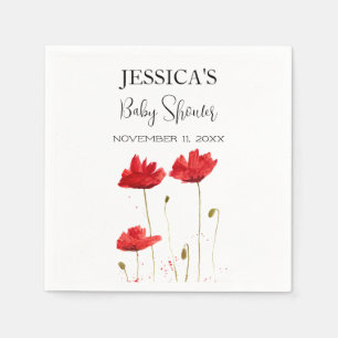 Mohnblumen Baby Shower Wilde Blumen Mädchen Serviette