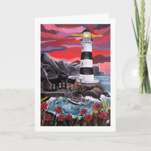 Mohnblumen beim Leuchtturm Gemälde von Alfred Fox Karte