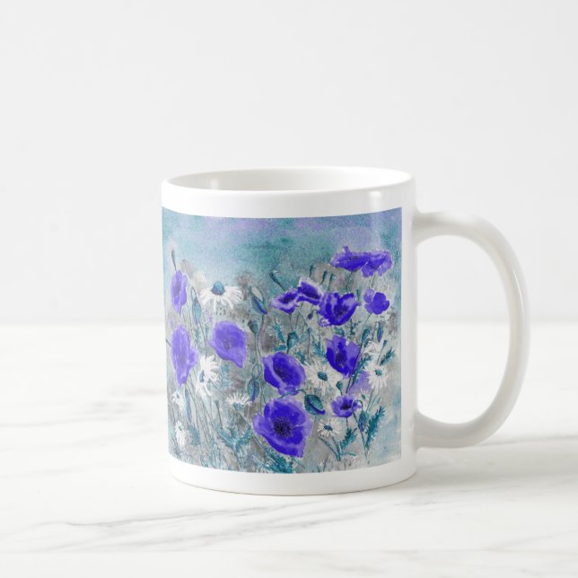 "Mohnblumen-Blau-" Tasse (Rechts)