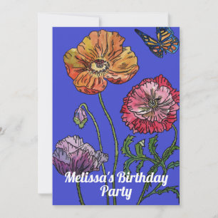 Mohnblumen Blume Geburtstag Kinder Einladung