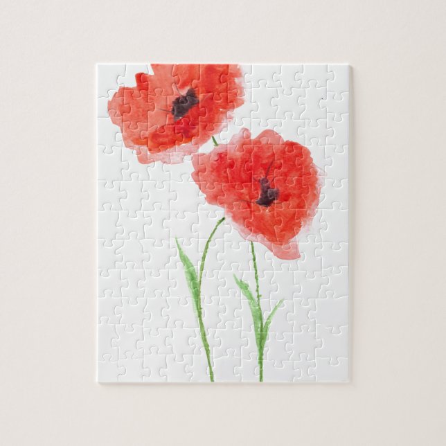 Mohnblumen Blume Natur Schöne Wasserfarbe Puzzle (Vertikal)