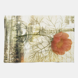 Mohnblumen-Blume Turms Paris Eiffel botanische Geschirrtuch