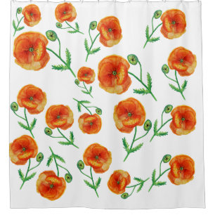 Mohnblumen Blume Wasserfarbene Art Dusche Vorhang