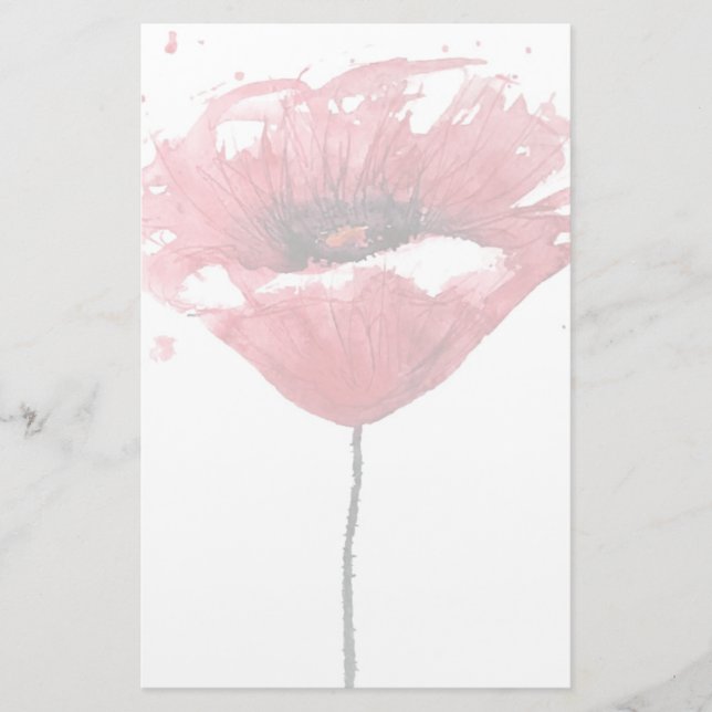 Mohnblumen-Blume, Watercolor Briefpapier (Vorderseite)