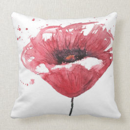 Mohnblumen-Blume, Watercolor Kissen