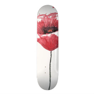 Mohnblumen-Blume, Watercolor Skateboard