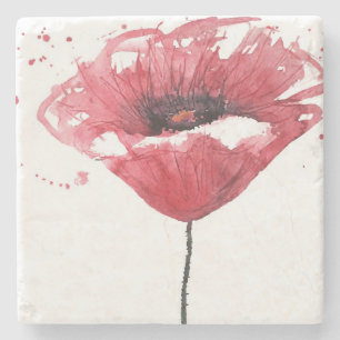 Mohnblumen-Blume, Watercolor Steinuntersetzer