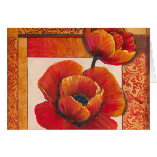 Mohnblumen-Blumen auf TAN und orange Hintergrund