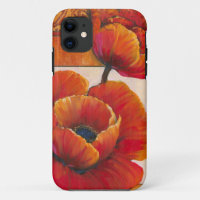 Mohnblumen-Blumen auf TAN und orange Hintergrund