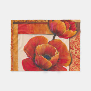 Mohnblumen-Blumen auf TAN und orange Hintergrund Fleecedecke