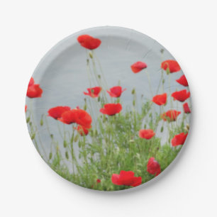 Mohnblumen-Blumen-Foto-kundenspezifischer Pappteller