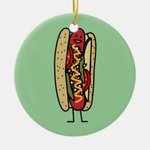 Mohnblumen-Brötchensenf des Chicago-Art-Würstche Keramik Ornament