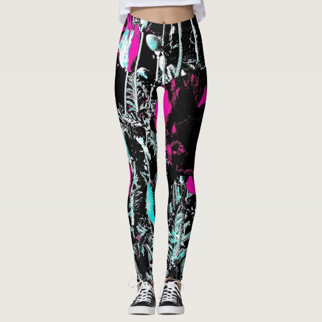 Mohnblumen dunkel leggings (Vorderseite)