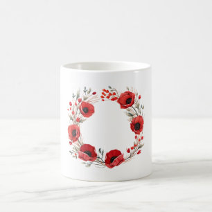 Mohnblumen Elegante Rote Mohn Blumenmuster Kaffeetasse
