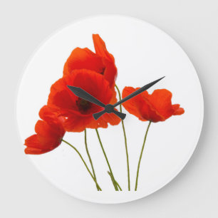 "Mohnblumen" Entwurfs-Wanduhren Große Wanduhr