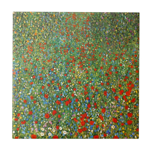 Mohnblumen-Feld-Fliese Gustav Klimt Fliese (Vorderseite)