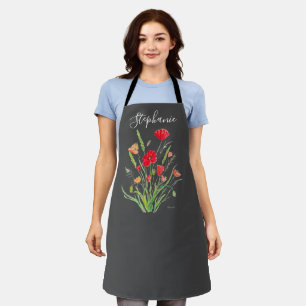 Mohnblumen Florales Rotes Mohnblumen Botanischer K Schürze